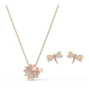 Swarovski Dragonfly and Daisy Earrings and Necklace Set